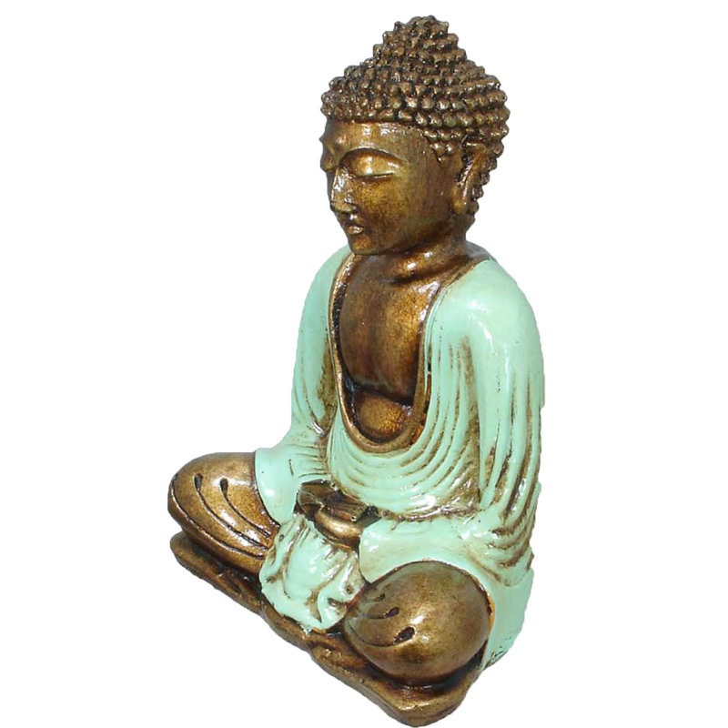 Figurine méditation bouddha ganti Erables, Bleu sarcelle