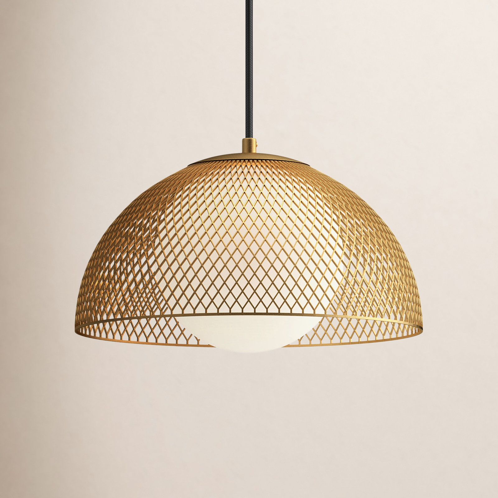 Malte Single Light Glass Steel Pendant, Gold