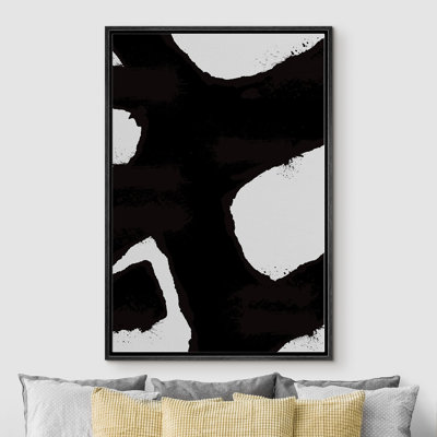 BAW Abstract Dark Paint Strokes Geometric Patterns Minimalism Modern Relax Calm Black and White