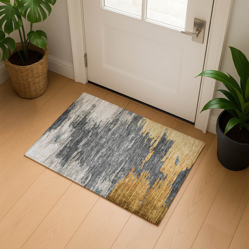 Tapis abstrait lavable à la machine Premium Premium Ansley, Rectangle 1 pi 8 po x 2 pi 6 po