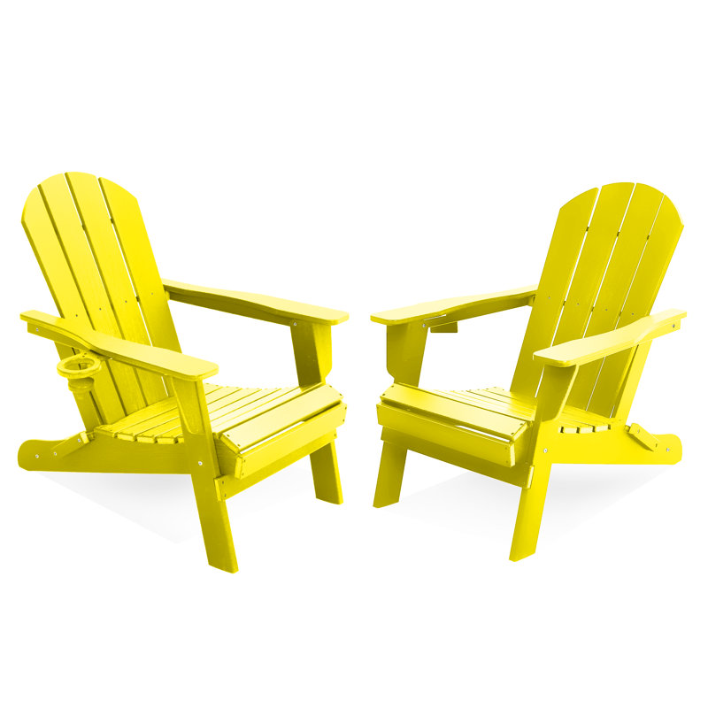 Folding Resin Adirondack Chairs (set Of 2), Yellow