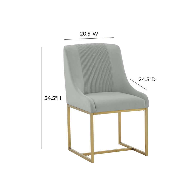 Gray Velvet Upholstered Arm Chair with Brass Legs