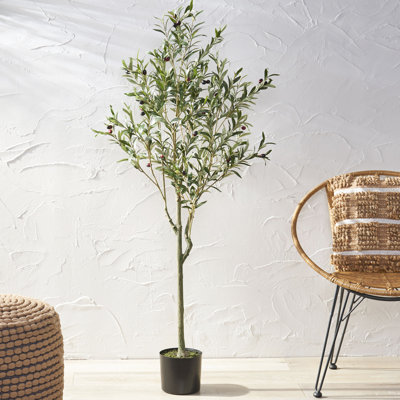 Artificial Olive Tree 150Cm, With Detailed Branch Structure, , 23.54W X 23.54D 57.46H Faux Leaves And Flexible Iron Frame,