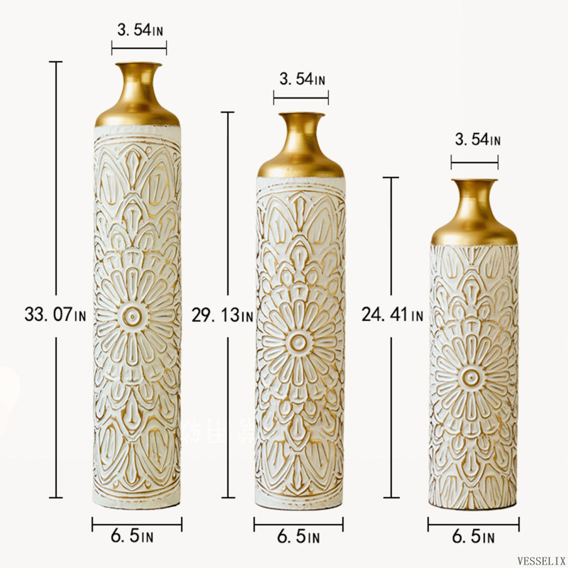 Ensemble de 3 vases de sol en métal émaillé blanc en forme de goutte, décoration intérieure de style moderne