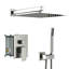 Système de douche mural double en nickel brossé de 12 pouces, - Brûleur avec soupape, pluviale et à main avec nettoyage facile, finition équilibrée, pour une utilisation pratique