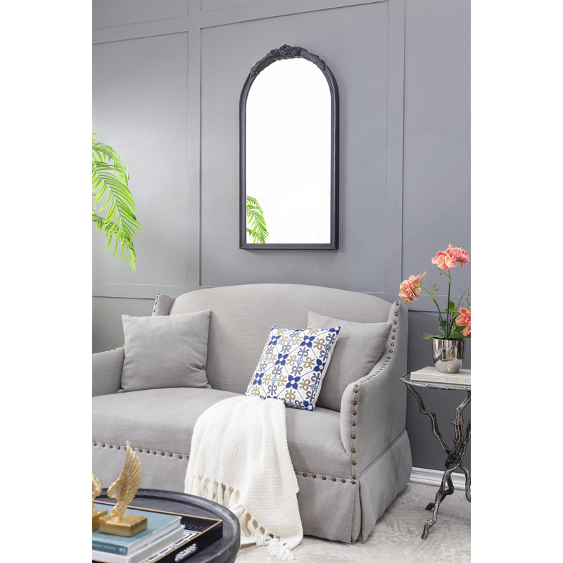 Miroir en bois manufacturé, 41,9 po x 22,8 po, Noir