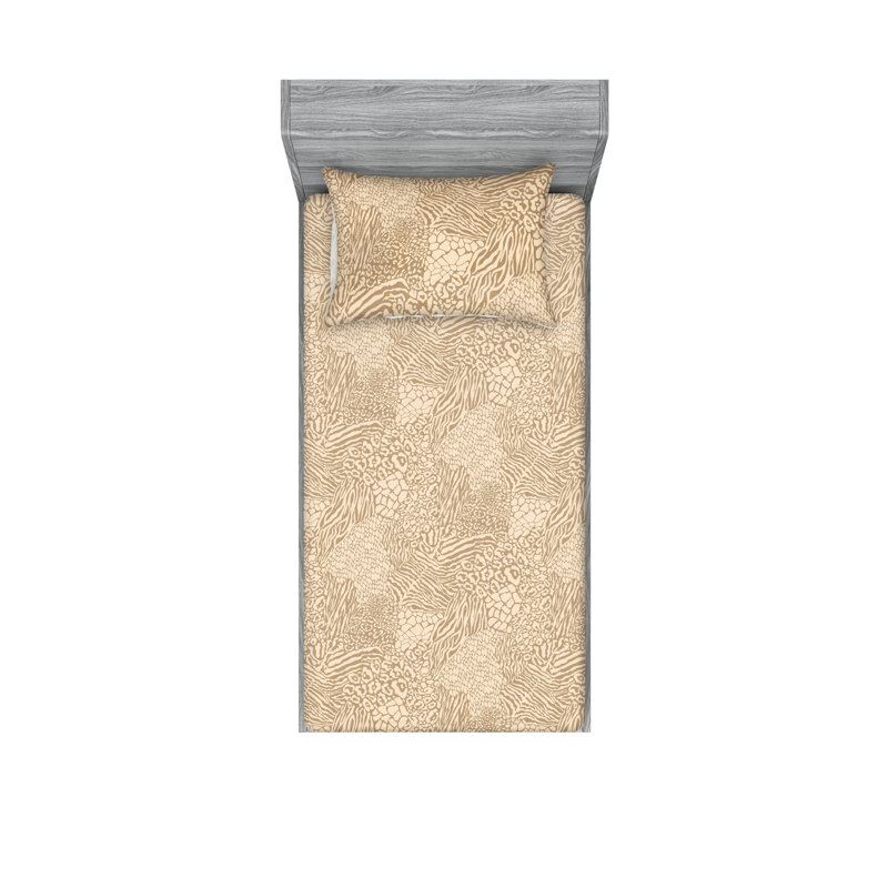 Drap-housse et taies décoratives Ambesonne, Ensemble de draps pour lit simple avec 1 taie d'or