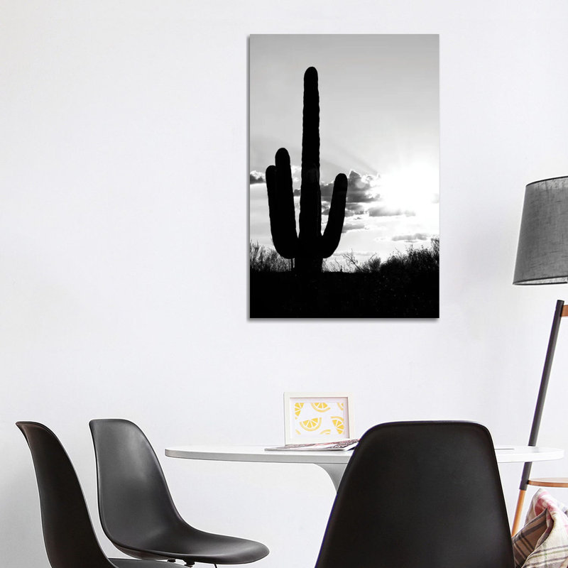 Saguaro Cactus Shadow Sunset 1 Piece Wrapped Canvas Wall Art, 101.6 cm H x 66.04 cm W x 1.91 cm D