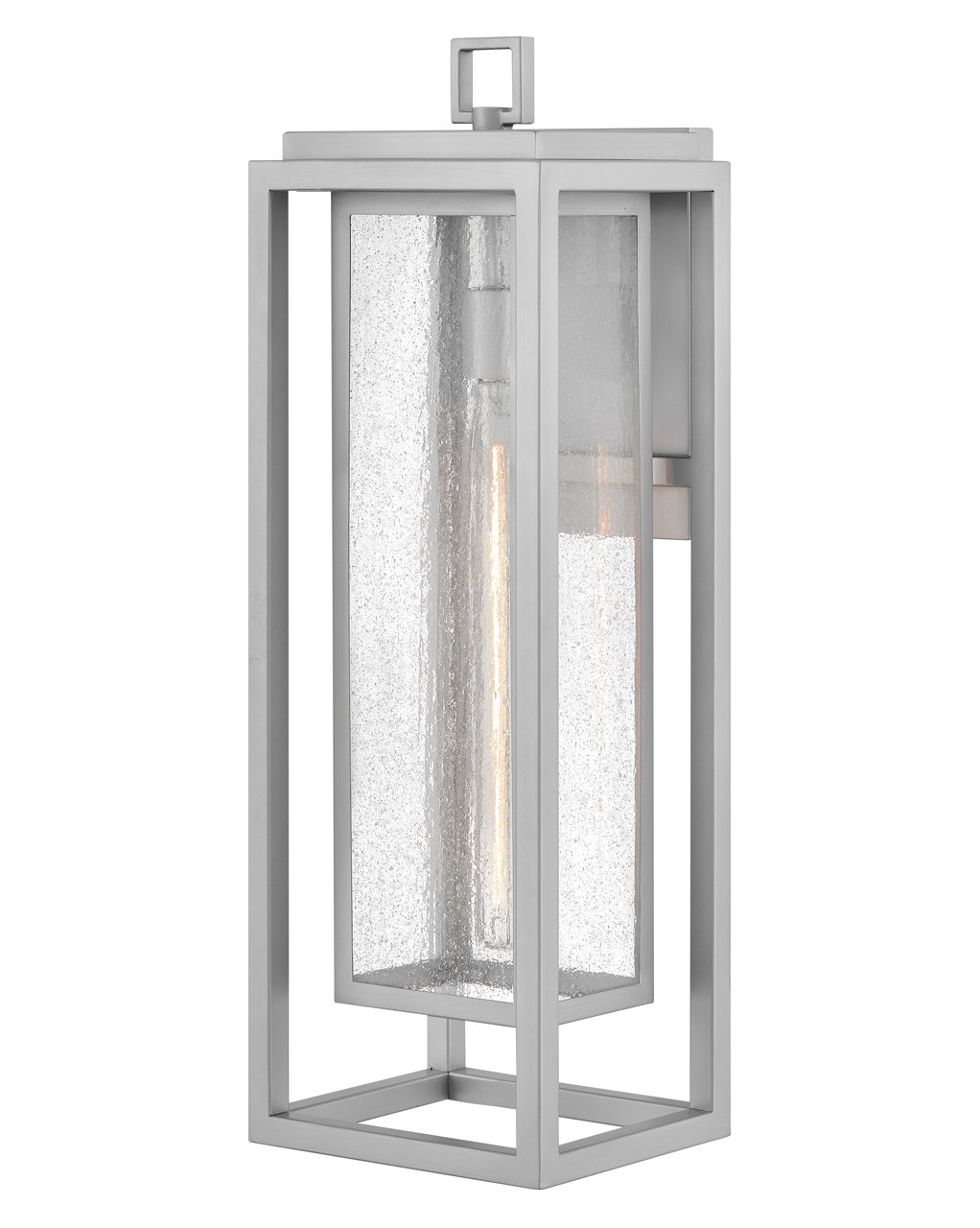 Single Light Outdoor Wall Light, 27" H x 9" W x 8.5" D, Satin Nickel