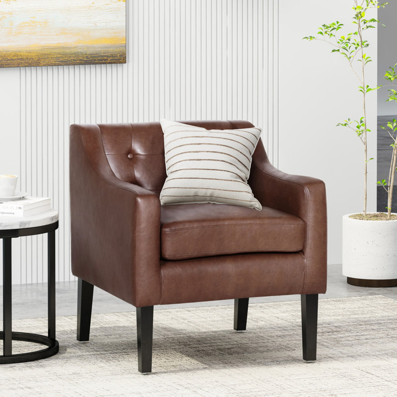Chaise d'appoint, chaise d'appoint, chaise d'appoint moderne, chaise en cuir, fauteuil, Simili cuir brun foncé