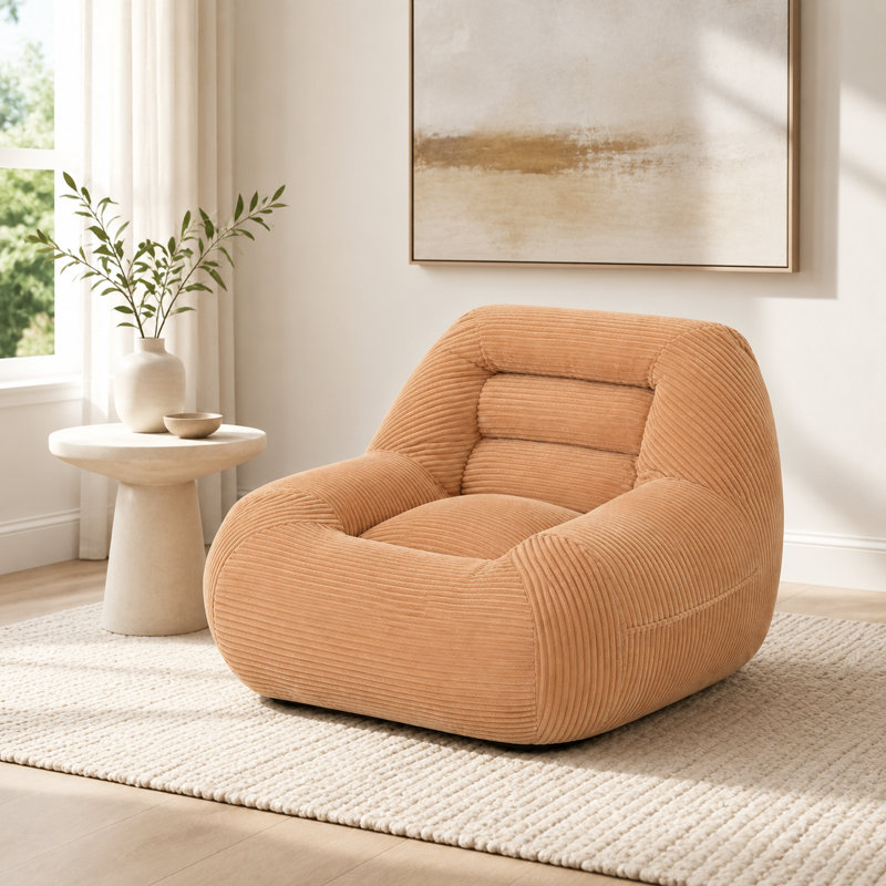 Chaise longue en velours côtelé avec accoudoirs intégrés en velours côtelé