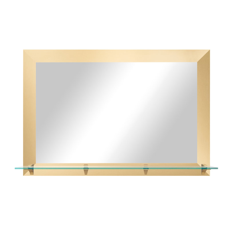 Matsuichi Mirror with Shelves, 27" x 30.5", Silver/Gold