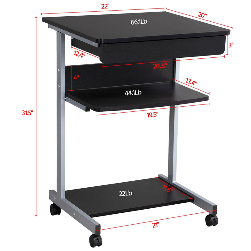 31.5" H Laptop Computer Table Desk Table
