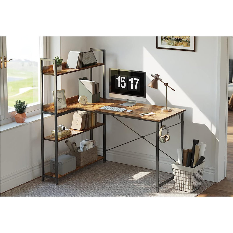 Bureau d'écriture en L Rickard, H 50,4 po x l 47,2 po x P 19,7 po, Brun rustique