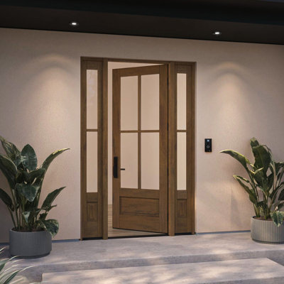 Porte simple, extérieur pré-suspendu RTA 2 x + 2 côtés, 1 panneau 3/4, bois d'acajou brut