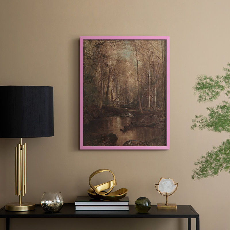 Reproduction encadrée rétro en bois massif III, H 11 po x l 9 po, Rose
