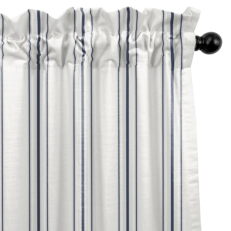 August Stripe Rod Pocket Drapery Panels - Pair, Denim, 50" W x 108" L