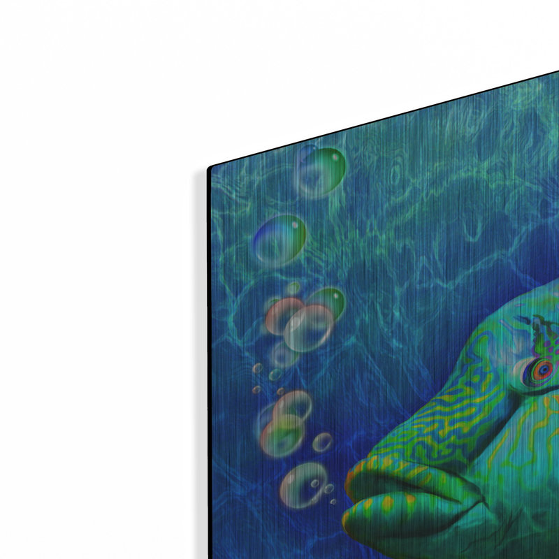 Highland Dunes «Parrot Fish» par Carol Cavalaris, art mural en métal, H 12 po x l 16 po