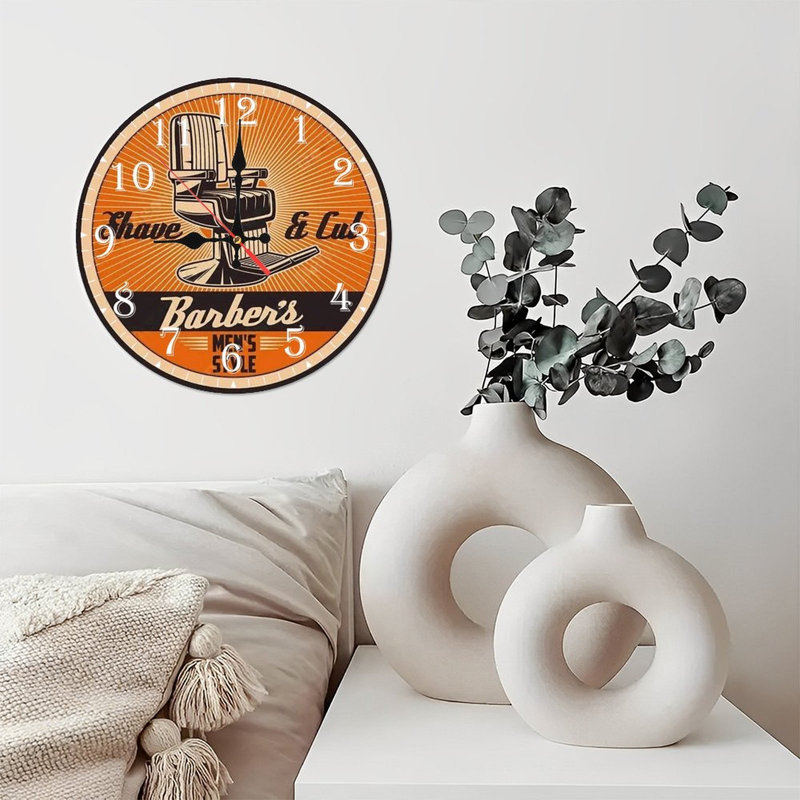 Horloge murale en bois 10 po, mouvement silencieux, à piles (piles AA non incluses), décor artistique, parfait pour les décorations