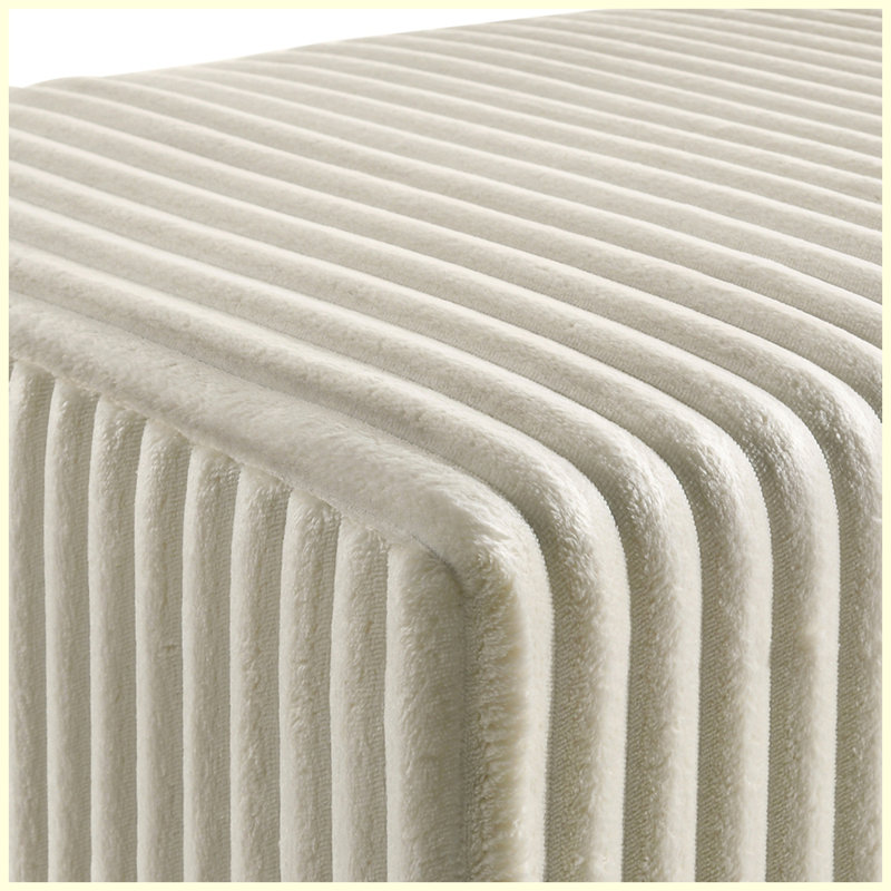 Banc rembourré en velours côtelé Mavela, Crème, crème