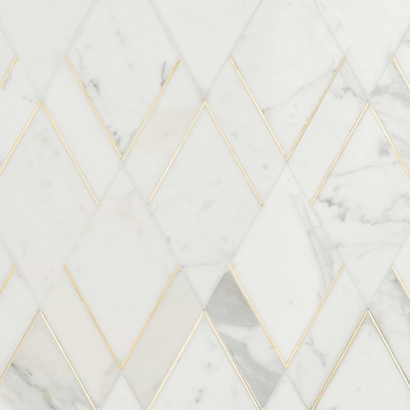 Enver Calacatta Polished And Brass Mosaic