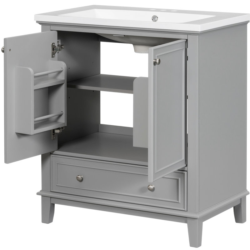 Meuble-lavabo simple 30,09 po avec comptoir en céramique et meuble-lavabo 30 po, Gris