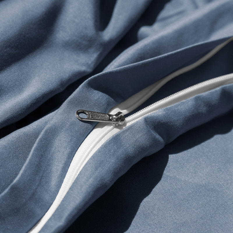 Steel Blue Microfiber Full/Queen Duvet Cover Set with Shams