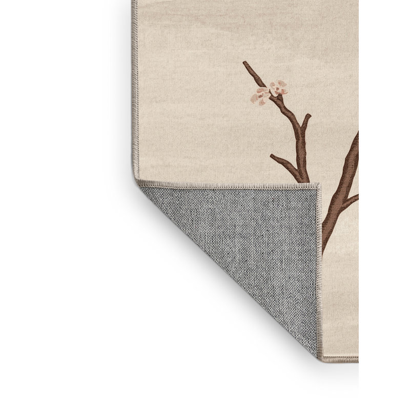 Machine Washable Norridge Easter Modern & Contemporary Abstract Rug in Beige – Beige Binding, 5x8