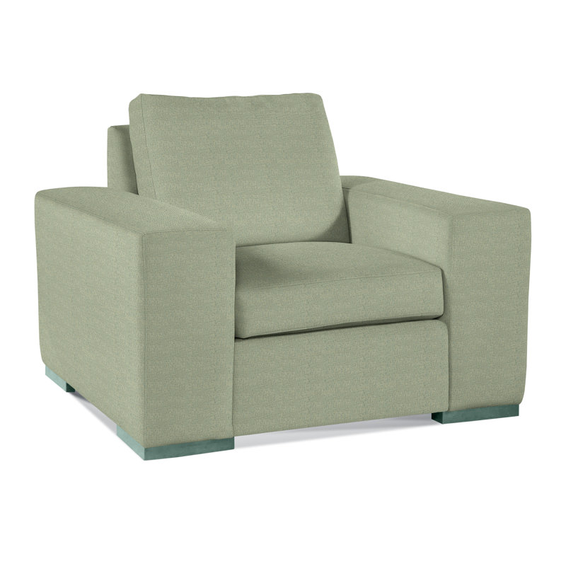 Memphis Armchair, Green Performance Fabric; 0851-54, Havana