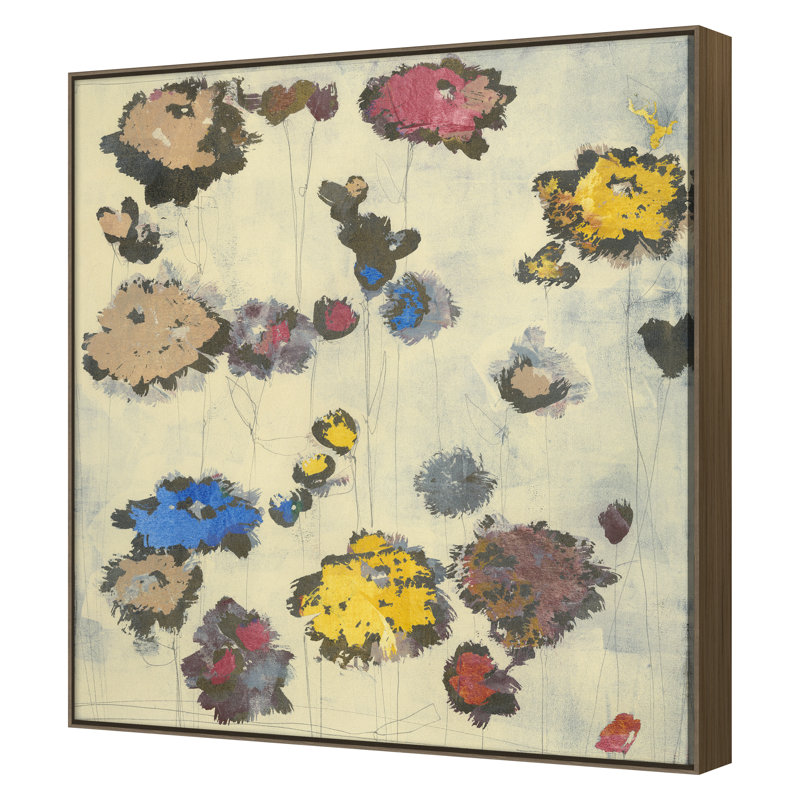 Pop Flowers 1 Print by Maeve Harris, 34" H x 30" W, Walnut Framed