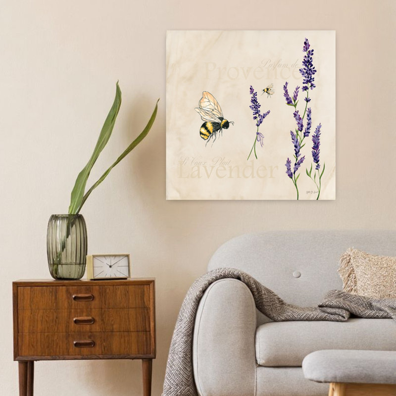 Art de jardin lavande ivoire avec abeille, H 24 po x l 24 po