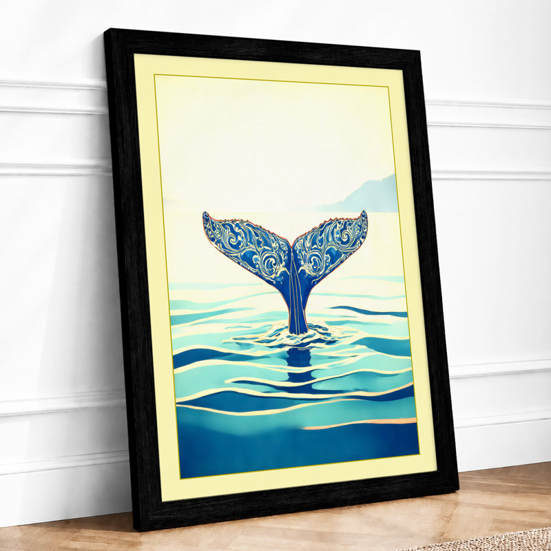 Whale Tail Rising Coastal 1 Piece Single Picture Frame Wall Art, A3 - 42.0 x 29.7 cm, Black