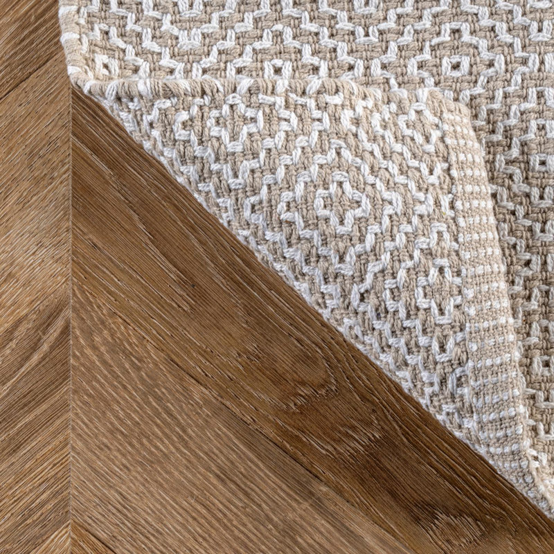 Solid Colour Cotton Hand Woven Area Rug, Rectangle 183 x 274cm