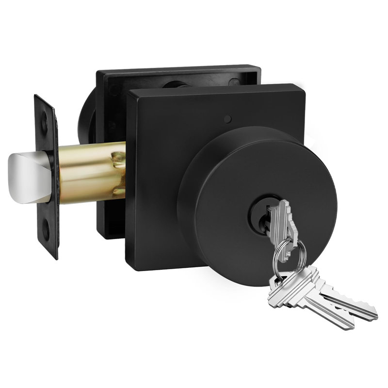 Keyed Entry Door Knob with Lock - Matte Black Door Knobs for Front Door, Bedroom, Interior & Exterior Doors, Heavy Duty Zinc Alloy 1 Pack