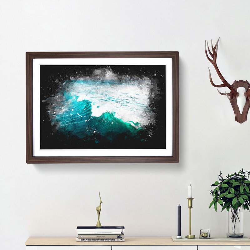 La Jolla in San Diego Paint Splash - Picture Frame Graphic Art Print, 62cm H x 87cm W x 2cm D, Walnut Framed
