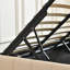 Lit plateforme rembourré Coletti avec coffre de rangement et sommier à lattes en bois, robuste et silencieux, montage facile, beige-74193535-74193533