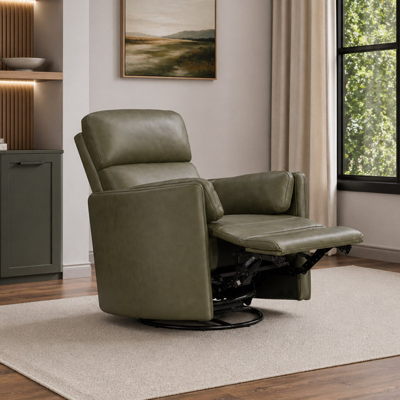 Fauteuil inclinable et oscillant électrique, Cuir sauge Lyric