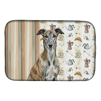 Brindle Greyhound Coffee Bar Dish Drying Mat