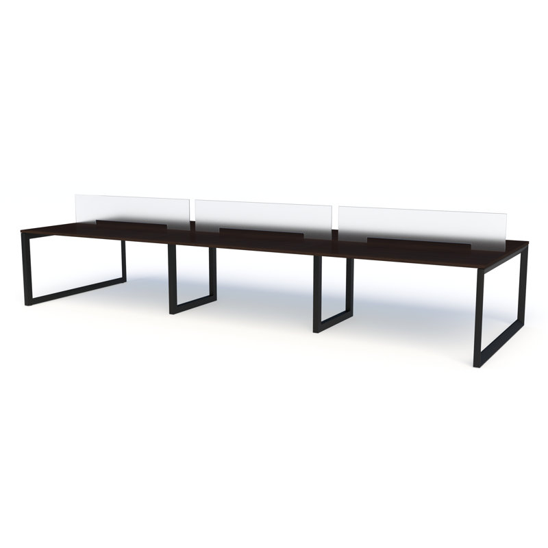Pivit Frame 6-Person Benching Workstation, Cafe/Black, 29" H x 177" W x 60.5" D