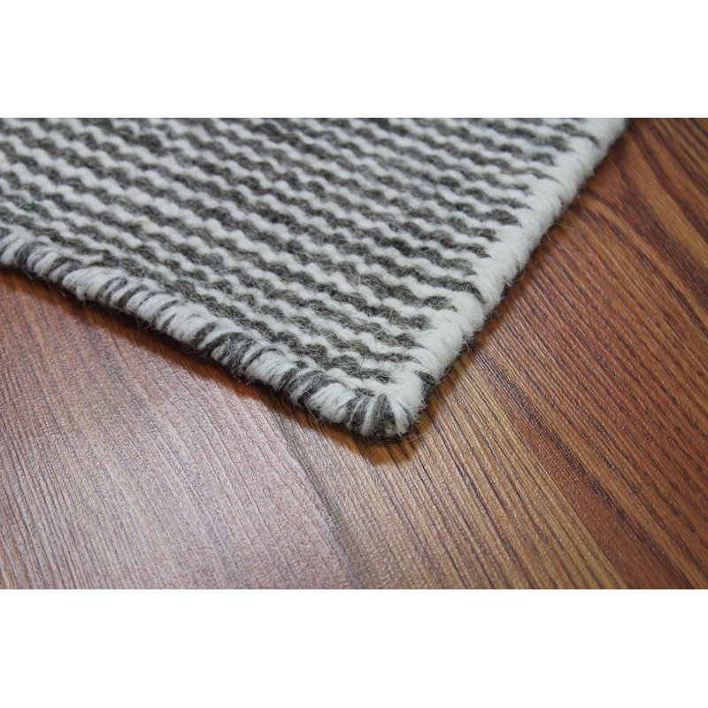 Tapis décoratif neutre en laine Touffeté à la main à motif géométrique Borja, Rectangle 5 pi x 8 pi
