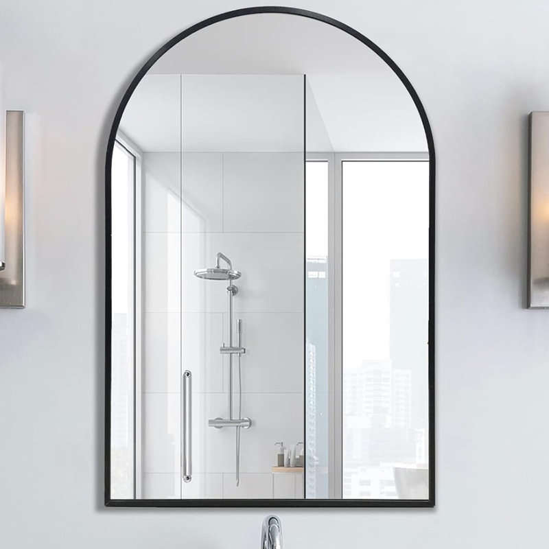 Kolodny Aluminum Arch Wall Mirror, 20" x 30", Black