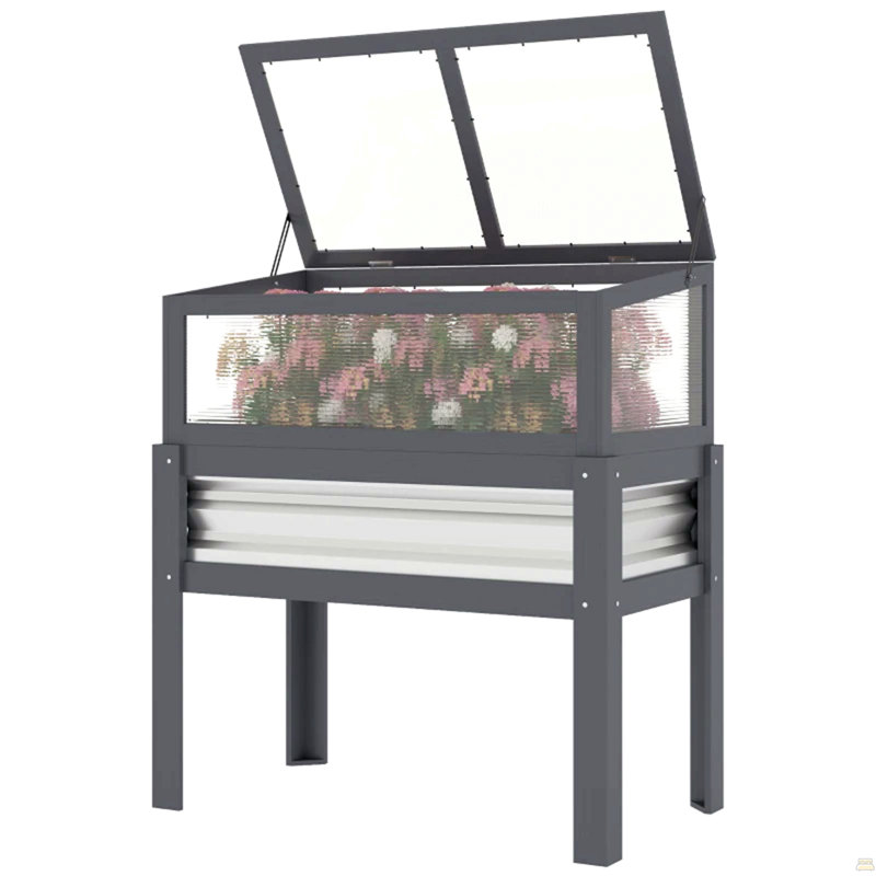 Stylish Flowers Box,Elevated Planter Box,Raised Garden Bed, Gray