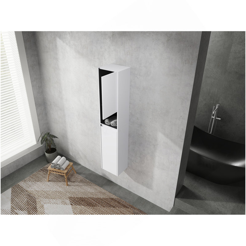 Armoire latérale de salle de bain 12 po, 2 portes à fermeture douce, fixation flottante, 12 * 2 (emballage KD), Blanc