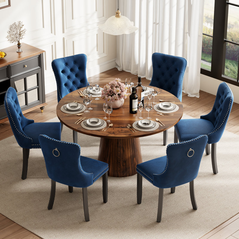 Ensemble de table de salle à manger ronde avec 4 chaises capitonnées rembourrées, ensemble de table de salle à manger de style Mid-Century pour coin-repas de cuisine