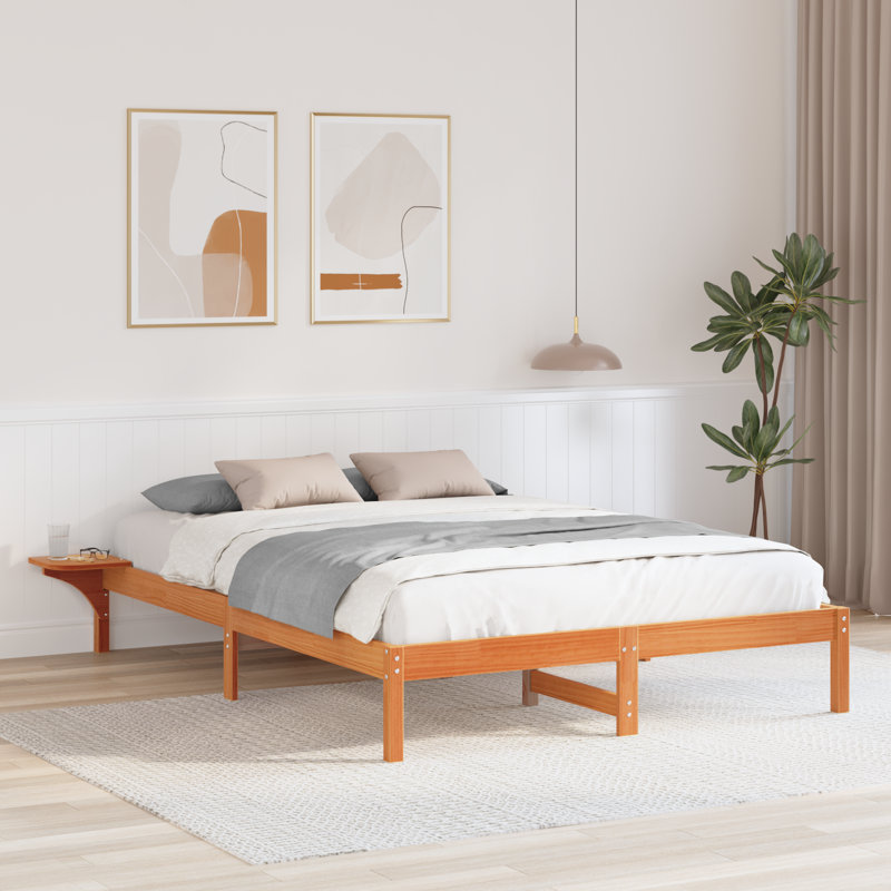 Bed Frame Solid Pine Wood, Brown, European Kingsize (160 x 200 cm)