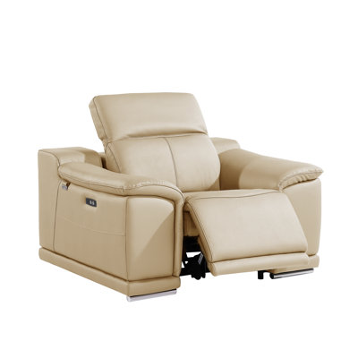 Top Grain Italian Leather Power Reclining Chair With Power Headrest by Hokku Designs