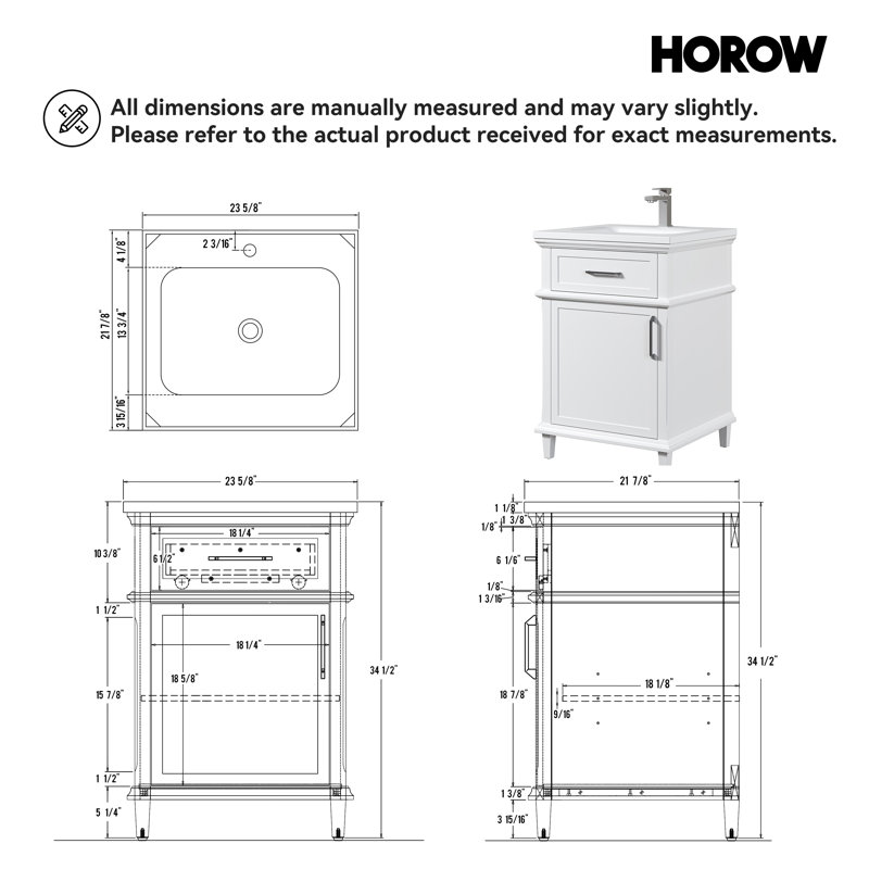 Velora 24 In. Single Sink Freestanding White Bath Vanity With White Everstone Top Assembled