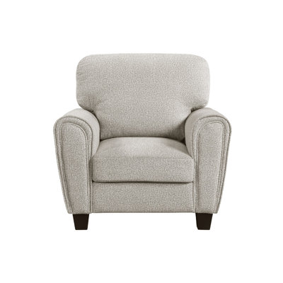 Loi Sofa Armchair With Reversible Cushion, Transitional Gray Chenille