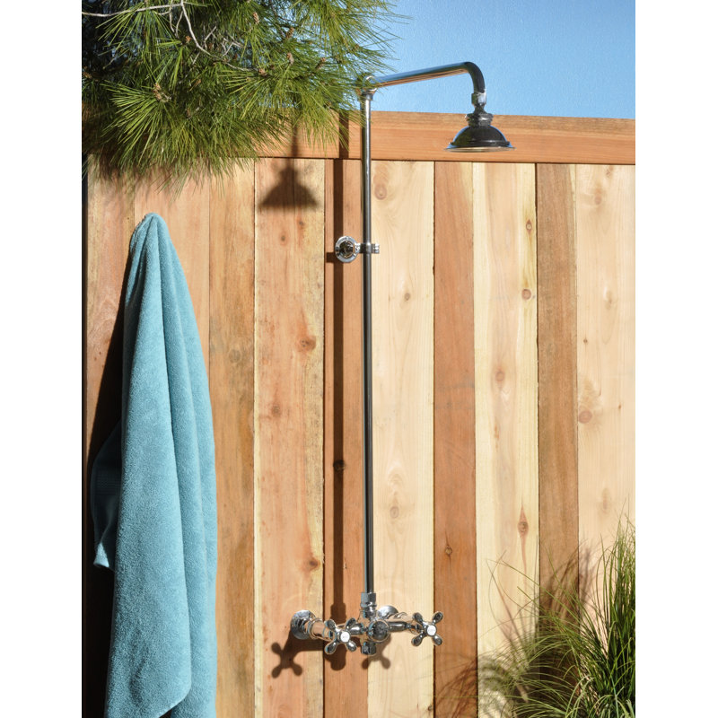 Outdoor Exposed Shower System 36" Wall Mounted Set and Cross Handles