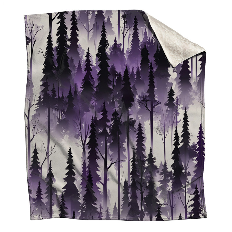Couvertures de silhouette de forêt mauve, 50 po L x 60 po H